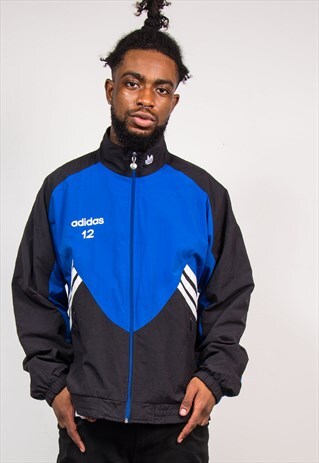 90'S VINTAGE ADIDAS BLACK BLUE TRACKSUIT JACKET