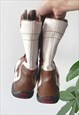 VINTAGE 00'S Y2K MUSTANG AUTUMN BROWN LACE-UP BOXING BOOTS