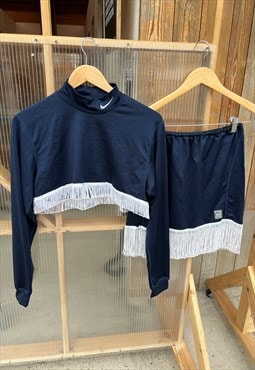 Reworked Nike high neck Crop top and skirt coordinate 
