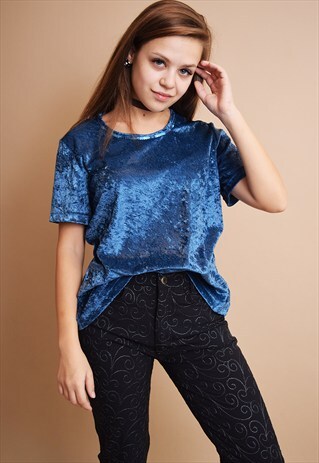 CUTE VINTAGE 90'S RETRO VELVET LOOSE-FITTED BLOUSE TOP