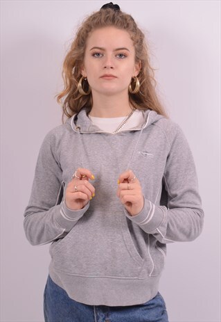 CHAMPION WOMENS VINTAGE HOODIE JUMPER MEDIUM GREY 90S