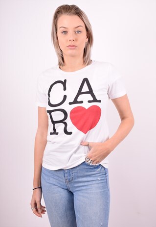 CARHARTT WOMENS VINTAGE T-SHIRT TOP SMALL WHITE 90'S