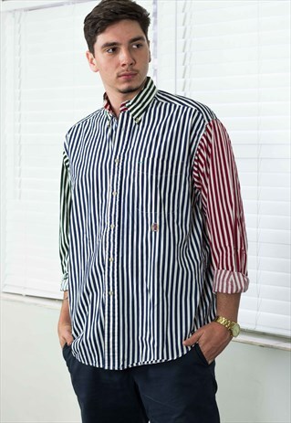 VINTAGE TOMMY HILFIGER SHIRT COLOR BLOCK LOGO M 9.9