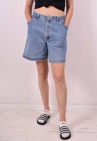 WRANGLER WOMENS VINTAGE DENIM SHORTS W30 BLUE 90S