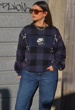 90's vintage Nike reworked check knit fleece sweatshirt