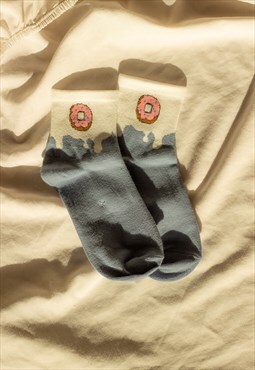 Drippy Style Donut Print Socks