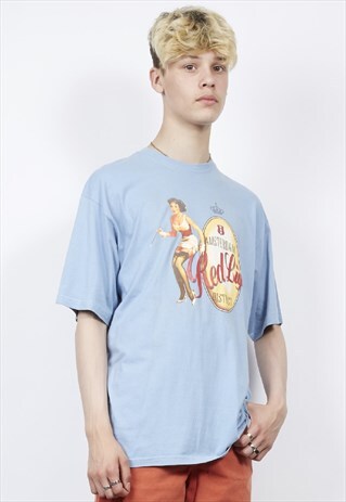 VINTAGE 90'S RED LIGHT DISCTRICT BLUE T-SHIRT