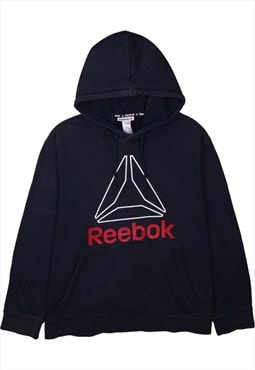 Vintage 90's Reebok Hoodie Spellout Navy Blue XXLarge (2XL)