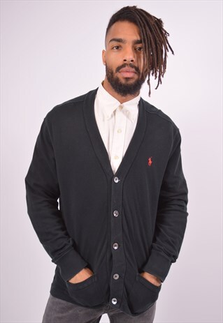 VINTAGE POLO RALPH LAUREN CARDIGAN SWEATER BLACK