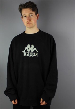 VINTAGE KAPPA SWEATSHIRT IN BLACK WITH PRINTING