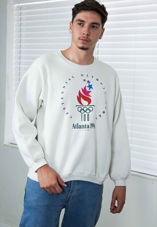 VINTAGE 1996 OLYMPICS SWEATSHIRT JUMPER 90S L 15.9