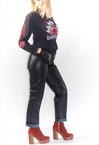 VINTAGE SUPER HIGH WAIST TAPERED LEATHER TROUSERS