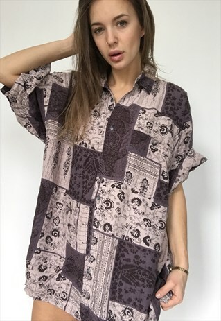 PATTERNED OVERSIZED RETRO VINTAGE UNISEX FESTIVAL SHIRT