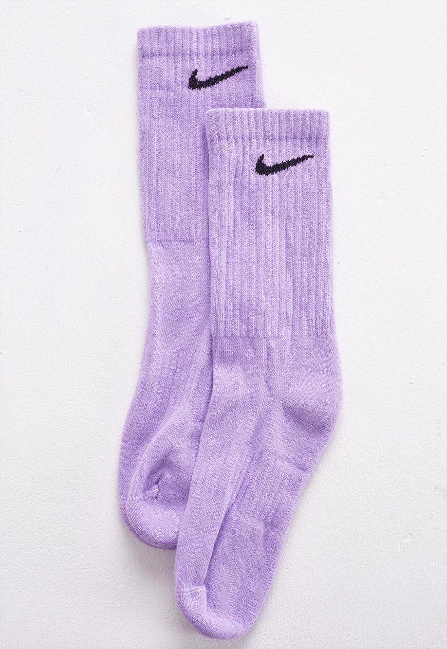 white and purple nike socks