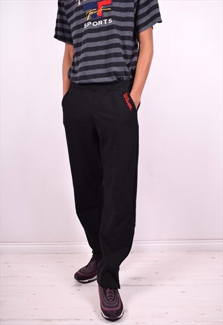 MENS VINTAGE TRACKSUIT TROUSERS W34 L30 BLACK 90'S