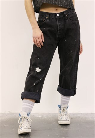 LEVI'S VINTAGE BLACK PAINT 501 MOM JEANS