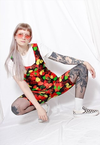 80s vintage 90s colourful festival playsuit unitard overall