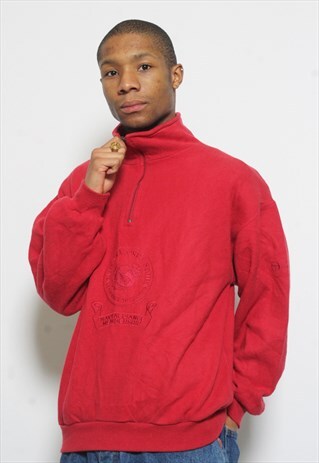VINTAGE SERGIO TACCHINI 1/4 ZIP FLEECE RED