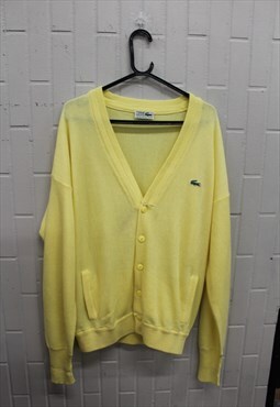 Vintage 90s Yellow Lacoste Knitted Cardigan. 