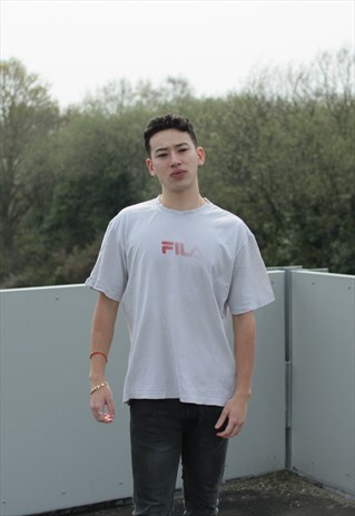 VINTAGE LIGHT GREY FILA T SHIRT