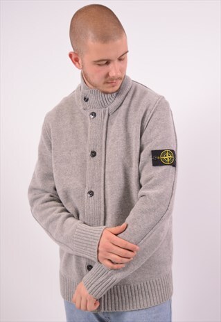 VINTAGE STONE ISLAND CARDIGAN SWEATER GREY