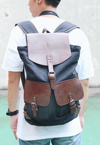 SHALEX CANVAS CONTRAST BACKPACK - BLACK
