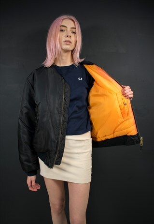 BLACK BOMBER WITH ORANGE LINING