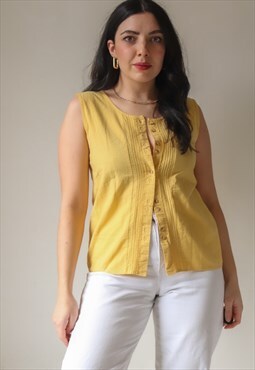 Vintage 80s Sleeveless Shirt in Yellow