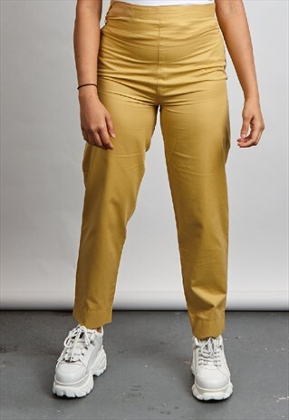 VINTAGE 80'S ELLESSE MUSTARD TAPERED TROUSERS
