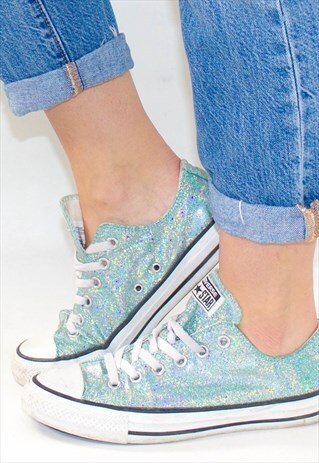 RETRO METALLIC GLITTER GREEN LOW CONVERSE