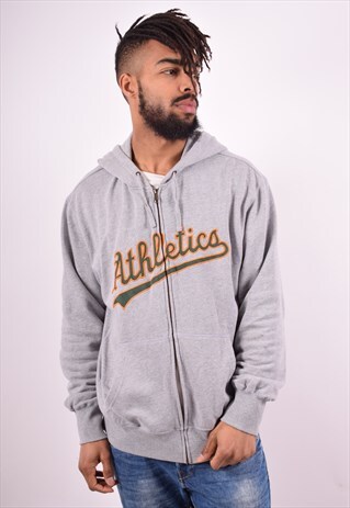 NIKE MENS VINTAGE HOODIE JACKET LARGE GREY 90'S