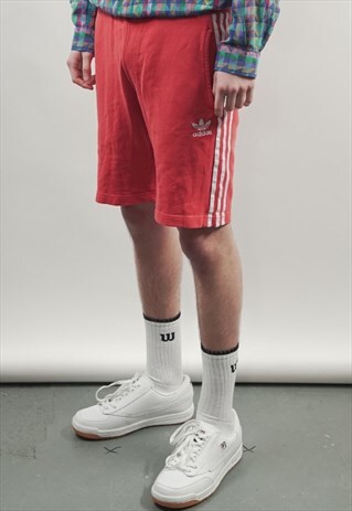 VINTAGE 90'S ADIDAS STRIPE RED SPORTS SHORTS