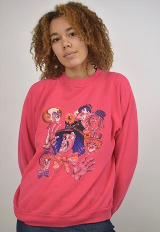 VINTAGE 90S PINK CLOWN GRAPHIC SWEATSHIRT JUMPER