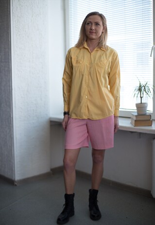 VINTAGE 90'S YELLOW LONG SLEEVE SHIRT