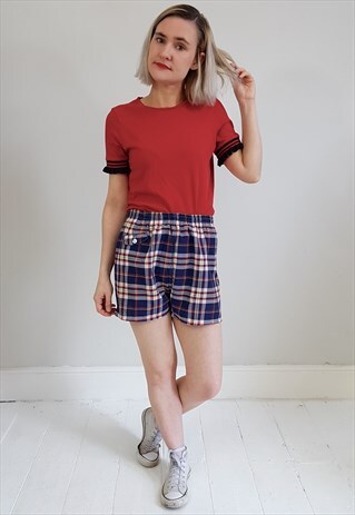 VINTAGE 90'S RED AND BLUE GINGHAM SHORTS