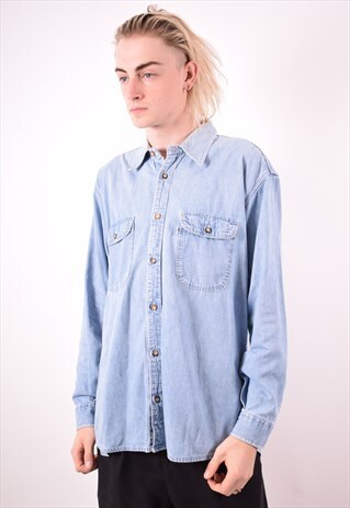 LEVI'S MENS VINTAGE DENIM SHIRT LARGE BLUE 90S