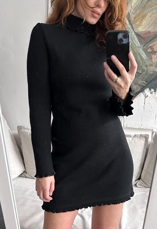 Knit Black Mini Dress - Small 