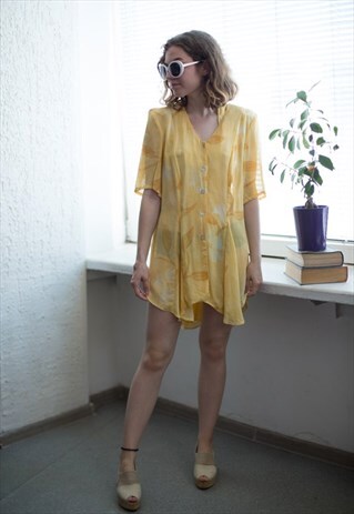 VINTAGE 80'S YELLOW SHORT SLEEVED TUNIC