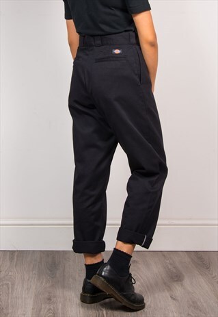 90'S VINTAGE BLACK DICKIES TAPERED HIGH WAIST TROUSERS
