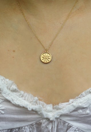 SUN ROUND NECKLACE GOLD PLATED