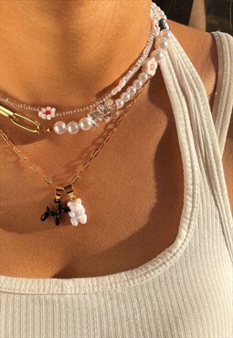 Festival boho acrylic gold gummie necklace stack