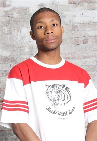 VINTAGE PRINT T-SHIRT RED WHITE