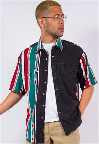 VINTAGE AZTEC PATTERN WRANGLER WESTERN SHIRT