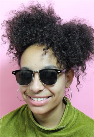 BLACK LENS WAYFARER SUNGLASSES