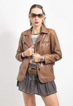 Yessica brown leather jacket women size L/XL