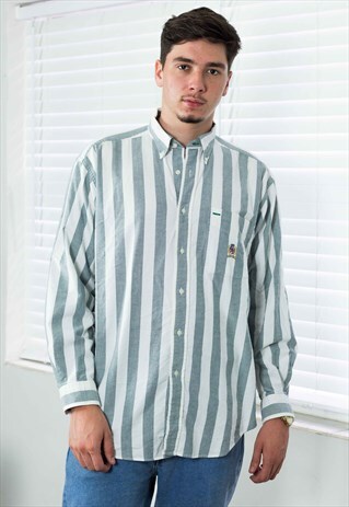 VINTAGE TOMMY HILFIGER SHIRT LOGO STRIPED 90S M 11.7
