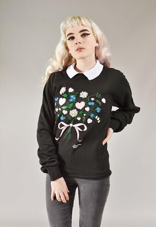 VINTAGE FLORAL SWEATSHIRT BLACK