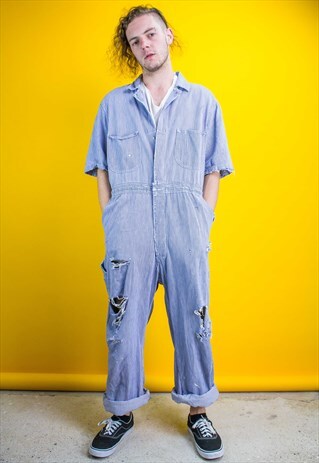 RARE VINTAGE 40S STRIPED OVERALLS