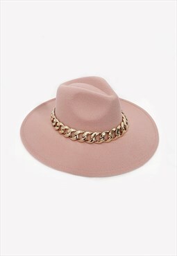 Chunky Chain Fedora Hat In Pink