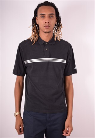 ADIDAS MENS VINTAGE POLO SHIRT SMALL BLACK 90S